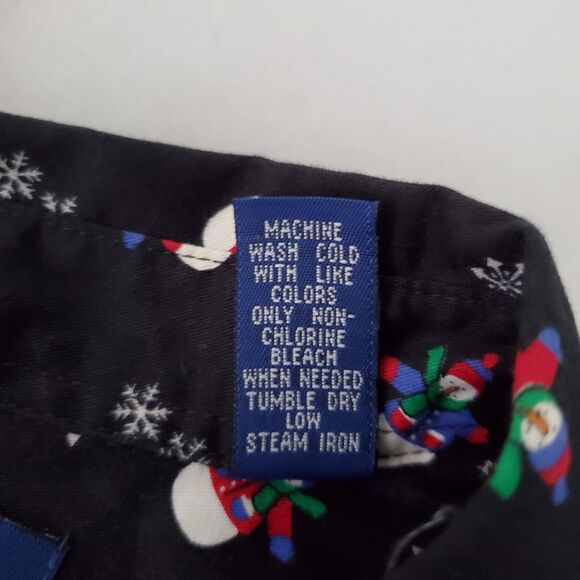 Vintage Karen Scott Snowman Print Christmas Button-Down Black Shirt Sz L Holiday - Picture 10 of 10
